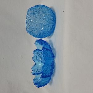 Vintage Art Glass Opalescent Blue Glass Bowl